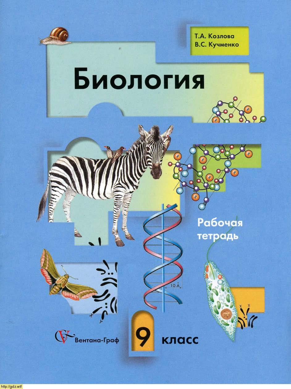 Обложка: И.Н. Пономарева, О.А. Корнилова. Биология 9-ый класс. Рабочая тетрадь к учебнику "Биология"  Т.А. Козлова, В.С. Кучменко.